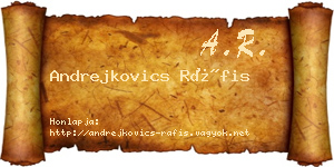 Andrejkovics Ráfis névjegykártya